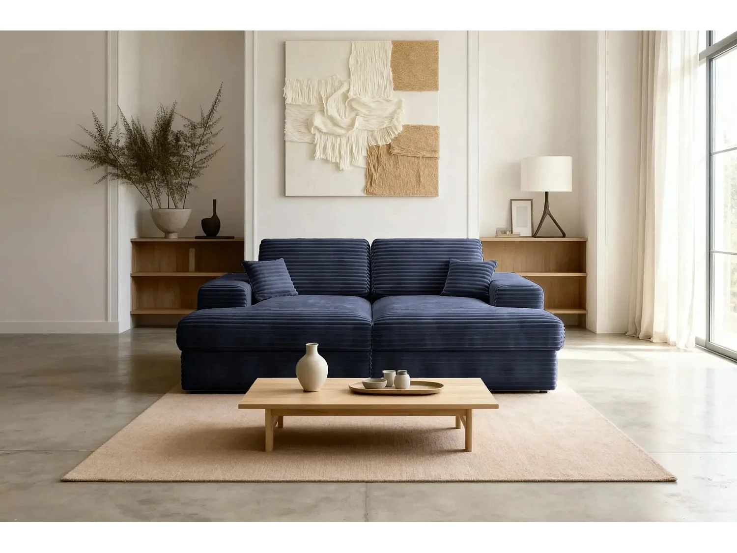 LISBONNE XL - Canapé droit XL 3 places - Bleu