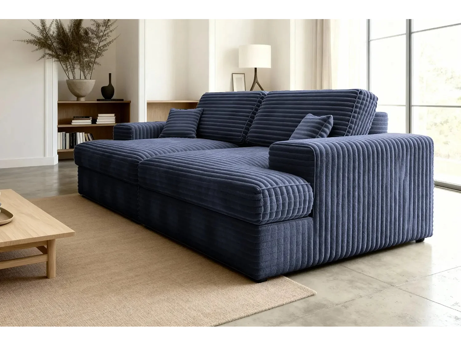 LISBONNE XL - Canapé droit XL 3 places - Bleu