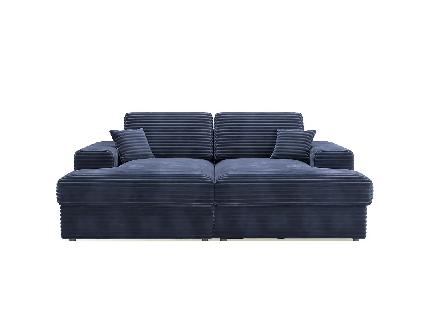 LISBONNE XL - Canapé droit XL gros velours côtelé 3 places Bleu