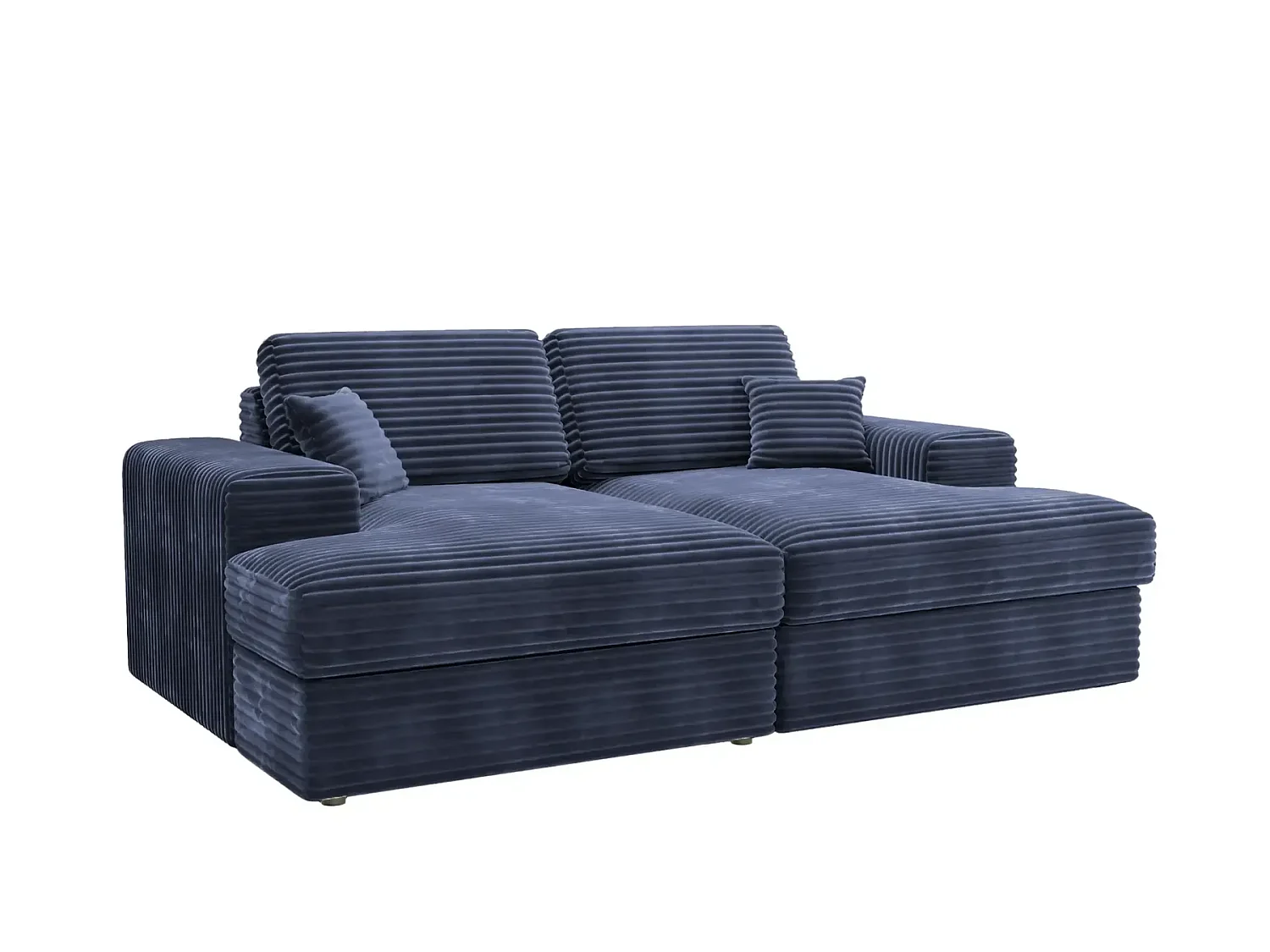 LISBONNE XL - Canapé droit XL gros velours côtelé 3 places Bleu