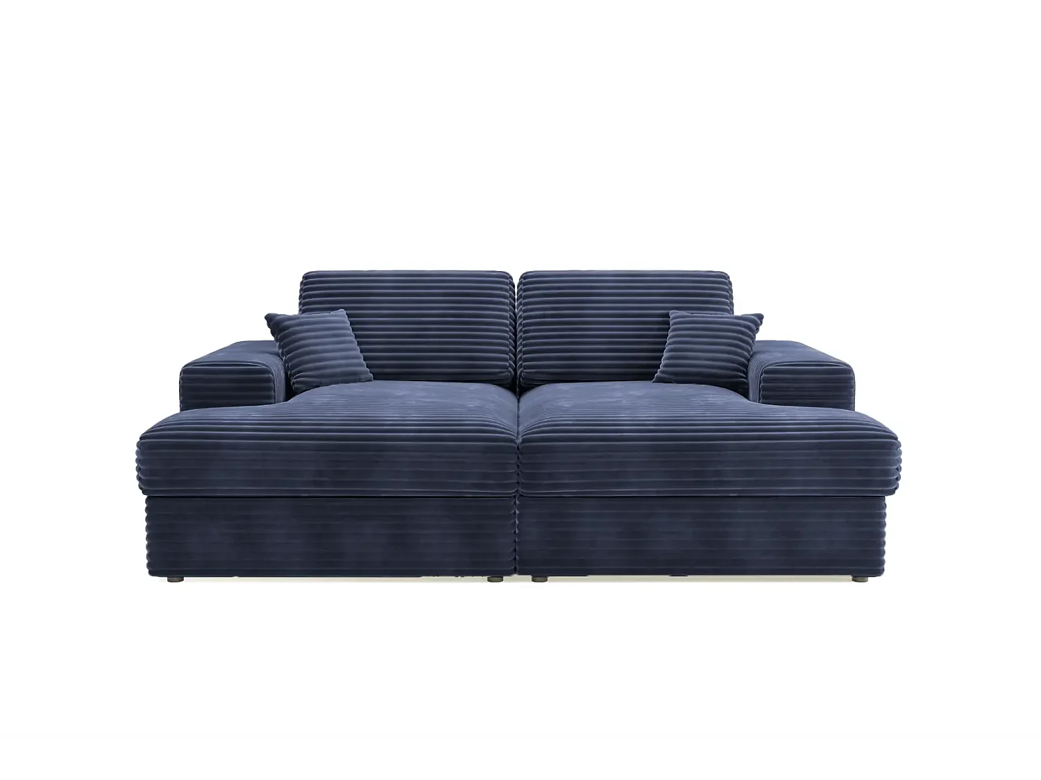LISBONNE XL - Canapé droit XL gros velours côtelé 3 places Bleu
