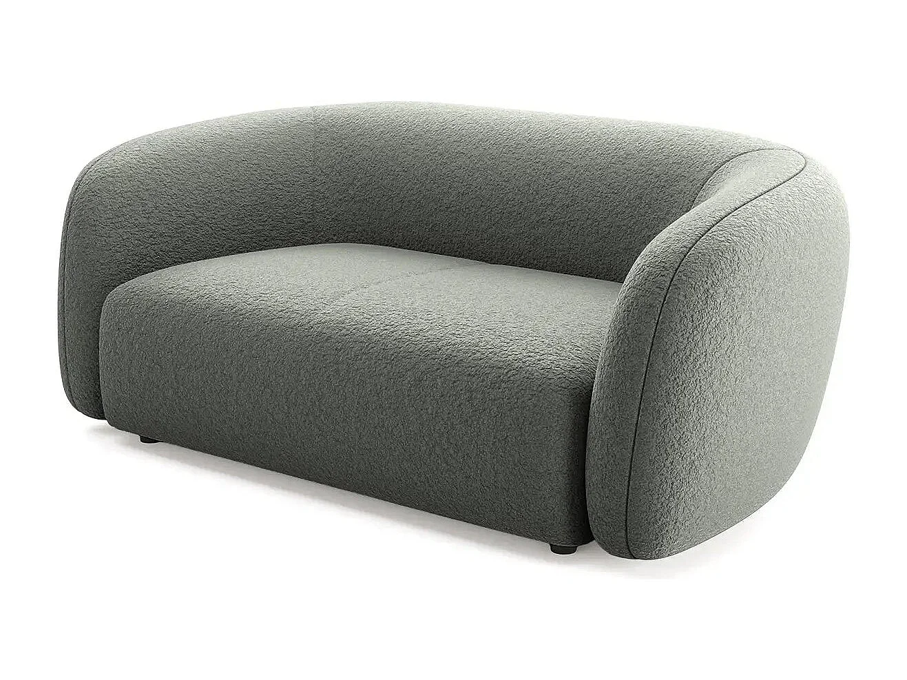 BAHIA - Canapé droit tissu bouclette 2 places - Gris foncé