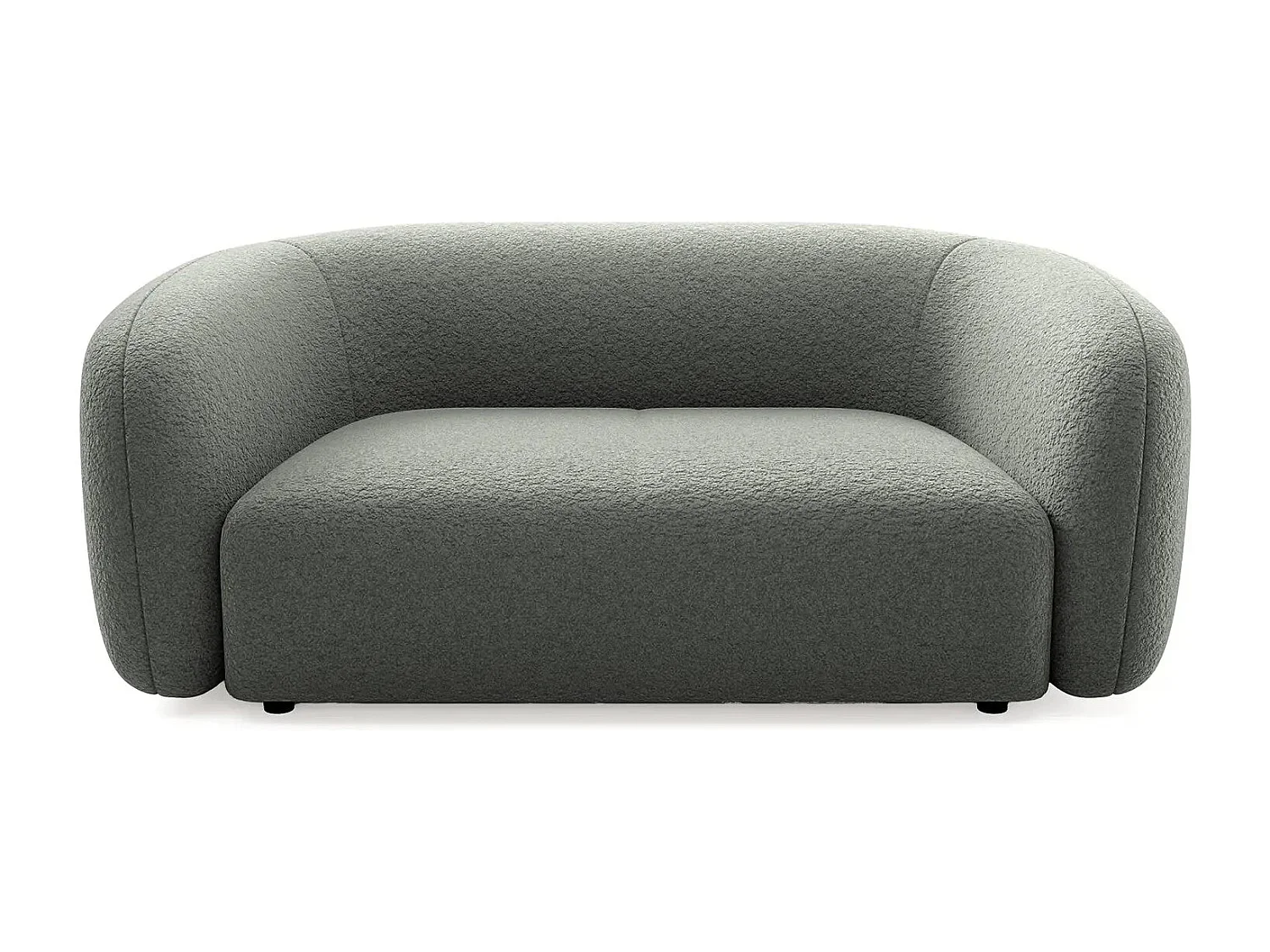 BAHIA - Canapé droit tissu bouclette 2 places - Gris foncé