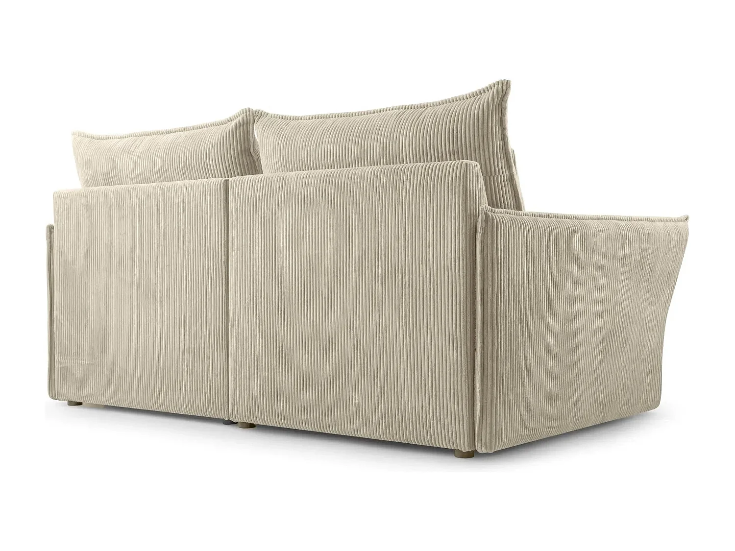 ANGELE - Canapé droit velours côtelé 2 places - Beige