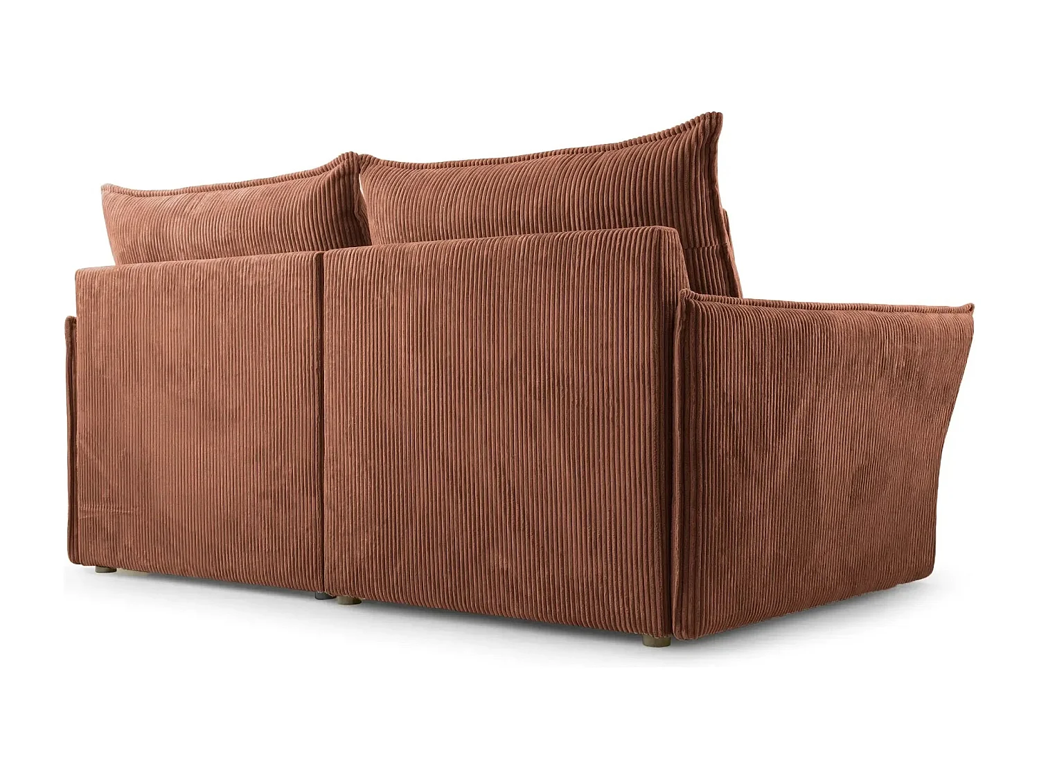 ANGELE - Canapé droit velours côtelé 2 places - Terracotta
