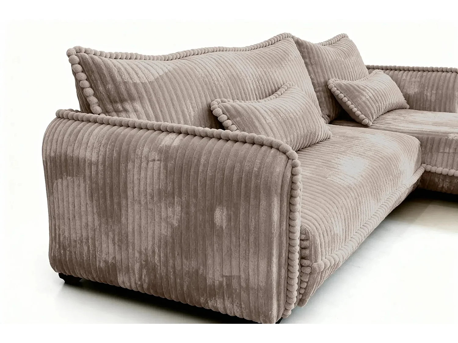 CALIE - Canapé d'angle velours côtelé 3 places - Café - Droit