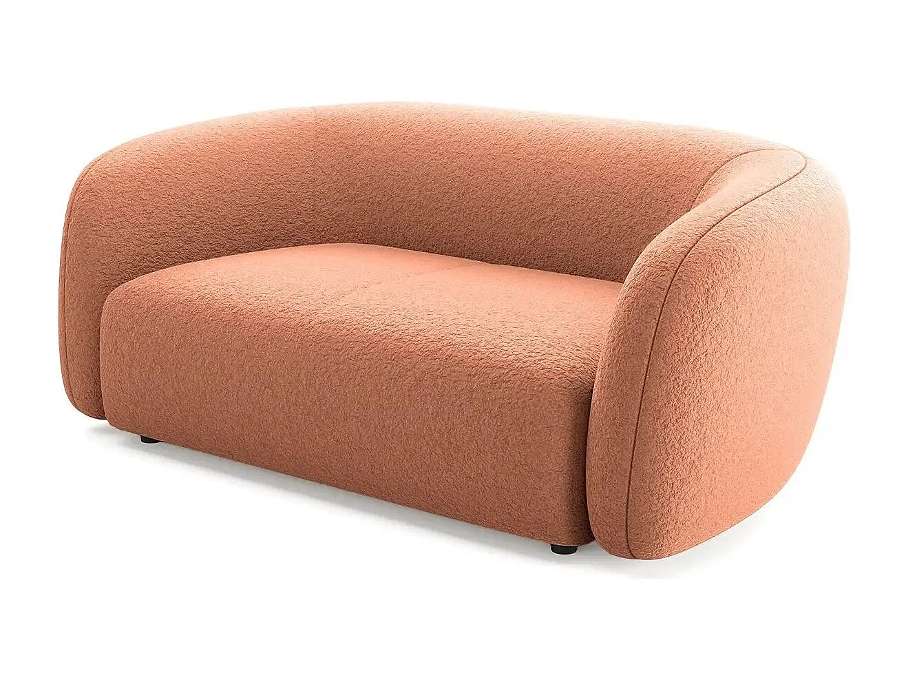 BAHIA - Canapé droit tissu bouclette 2 places - Terracotta