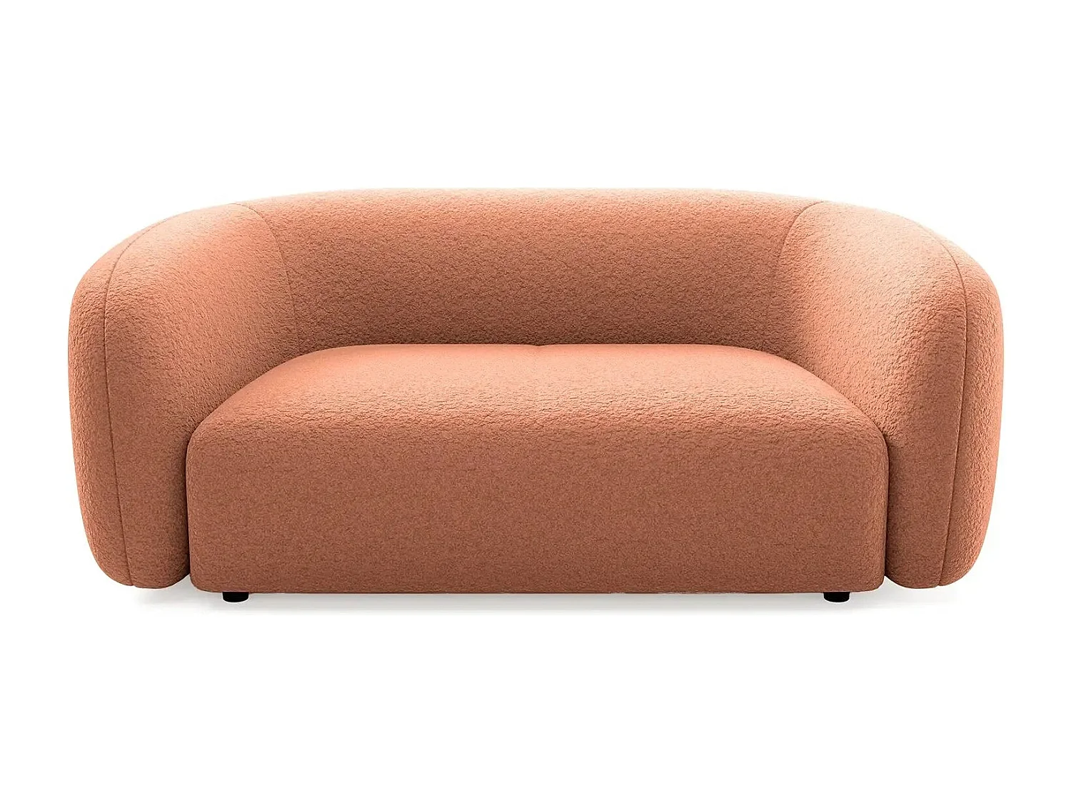 BAHIA - Canapé droit tissu bouclette 2 places - Terracotta