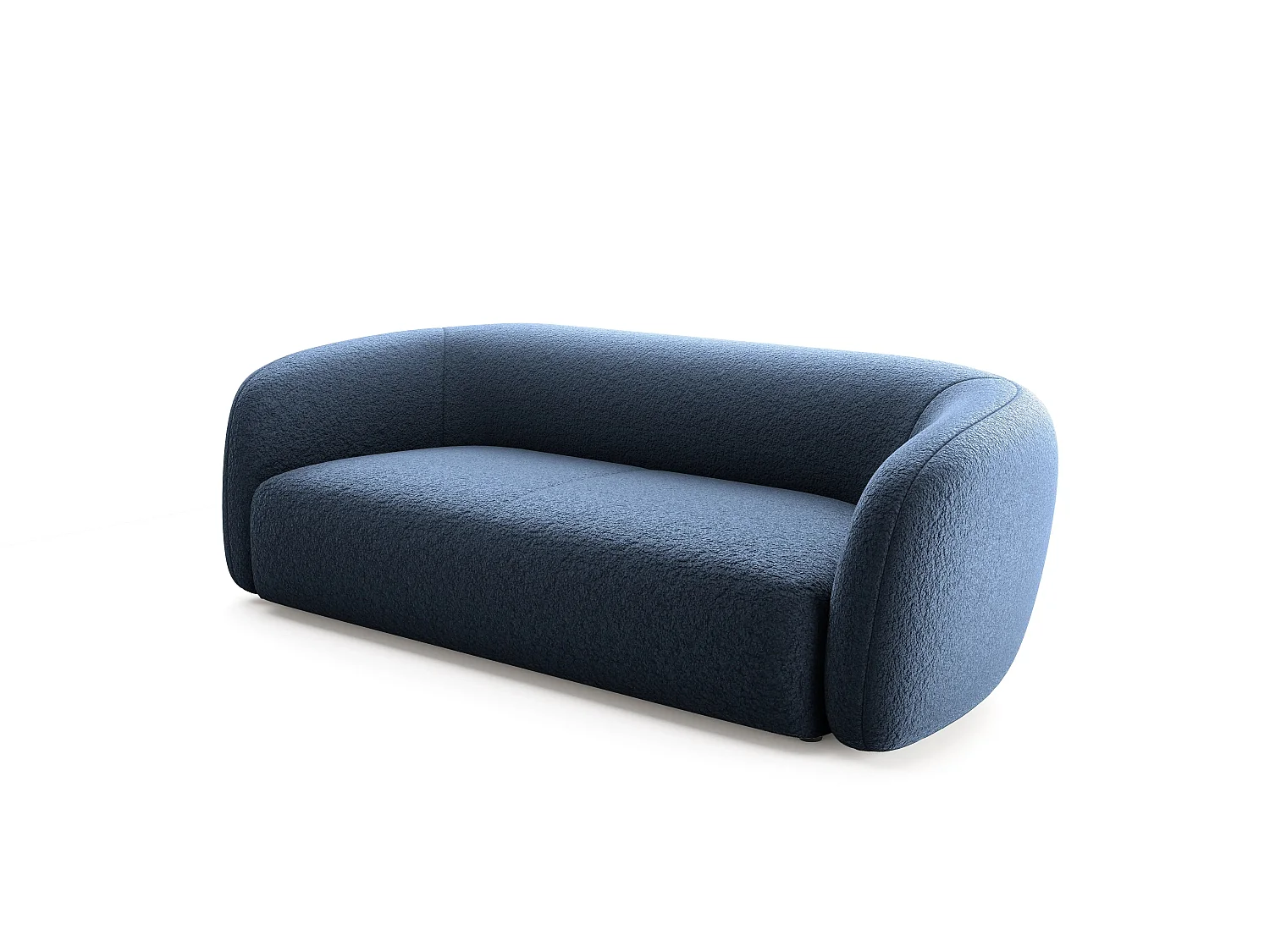 BAHIA 3 - Canapé droit en tissu bouclette 3 places - Bleu