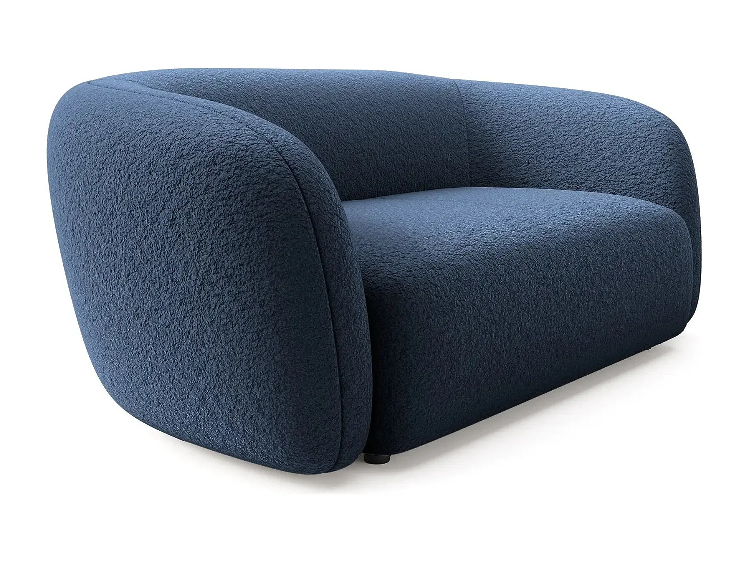 BAHIA 3 - Canapé droit en tissu bouclette 3 places - Bleu