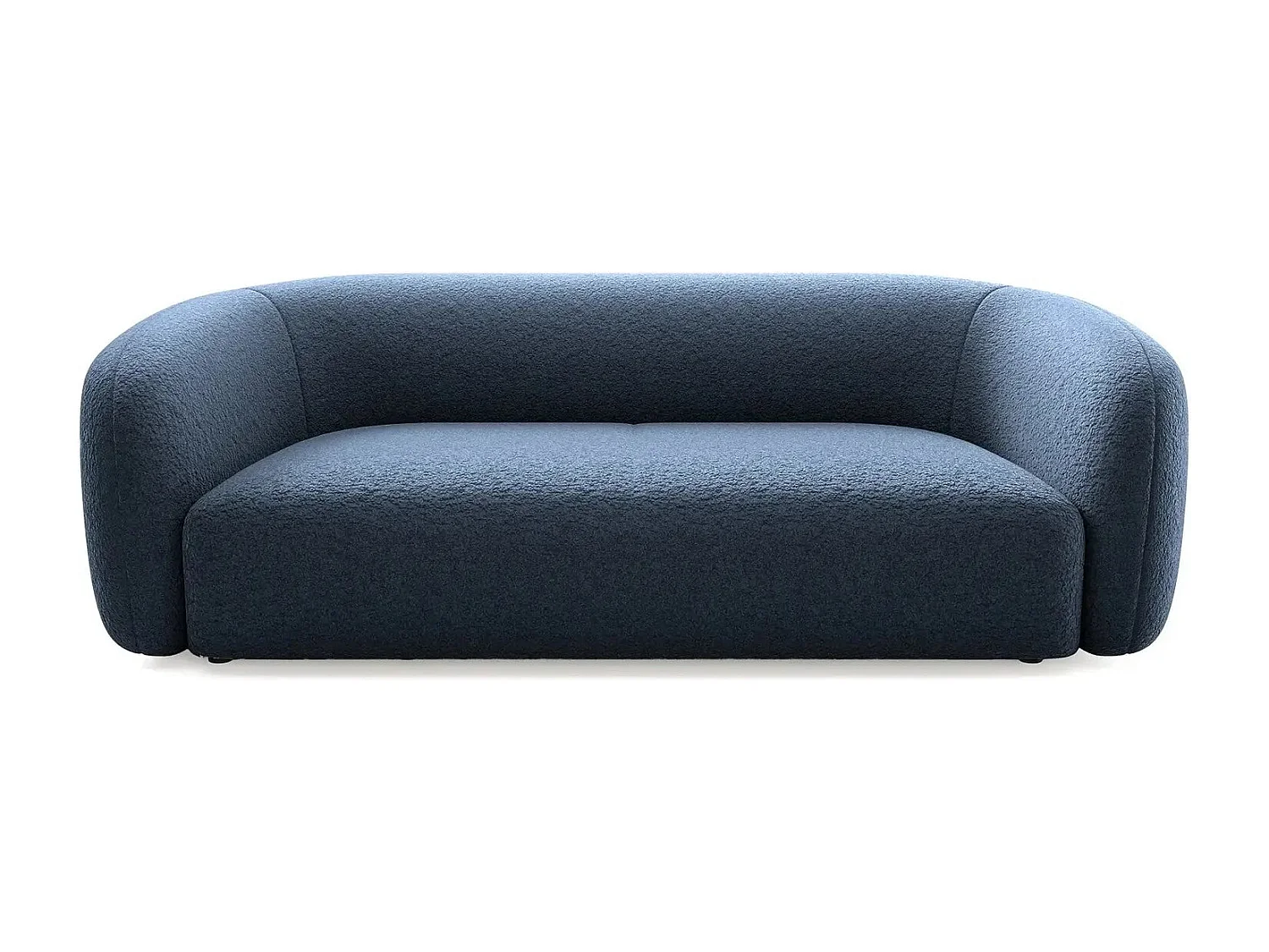 BAHIA 3 - Canapé droit en tissu bouclette 3 places - Bleu