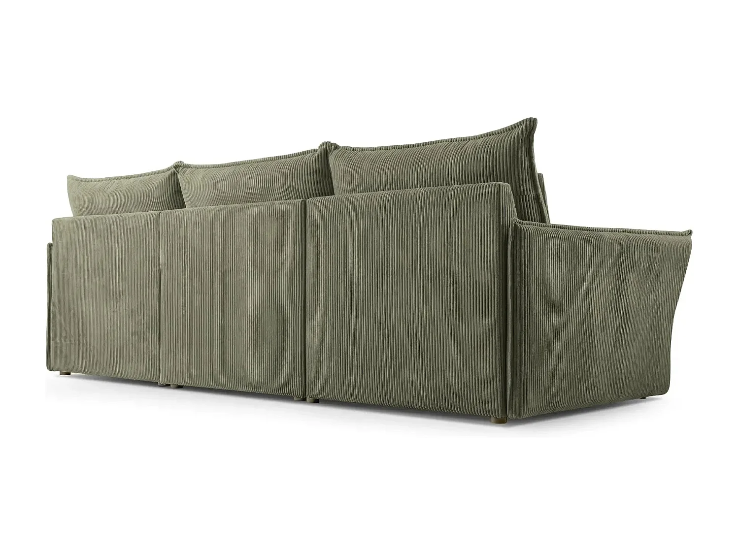 ANGELE - Canapé droit velours côtelé 3 places - Vert