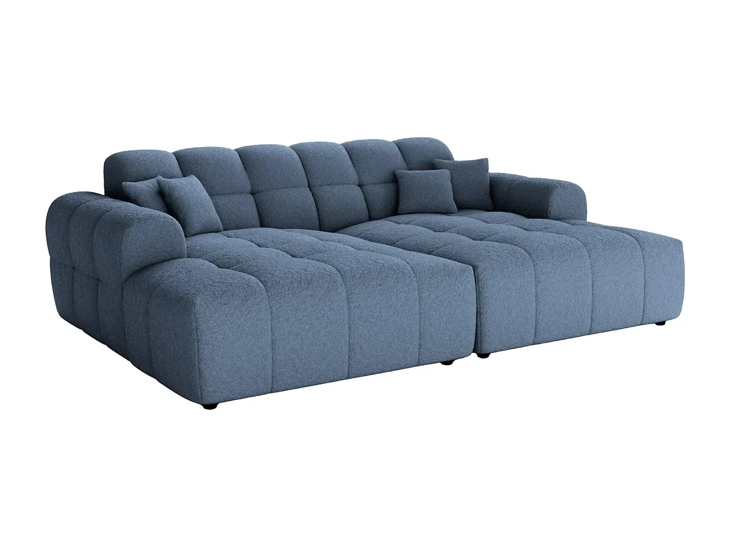 ALEXIA XL - Canapé droit tissu bouclette 2 places - Bleu