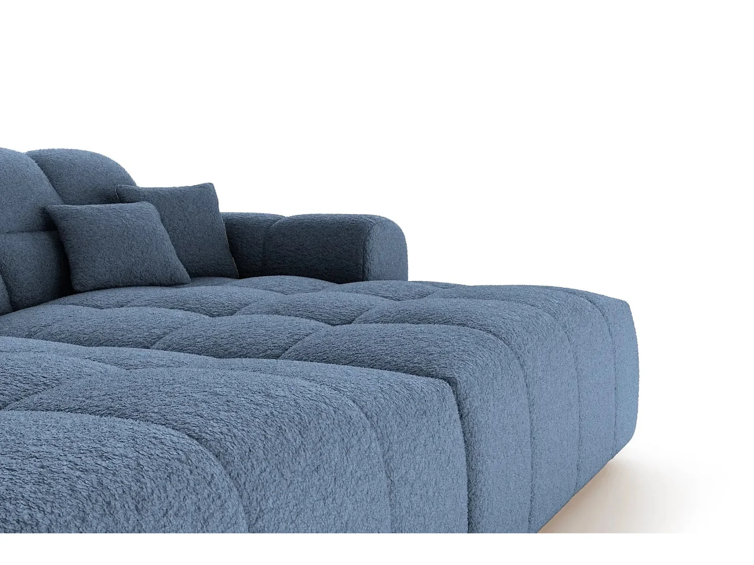 ALEXIA XL - Canapé droit tissu bouclette 2 places - Bleu