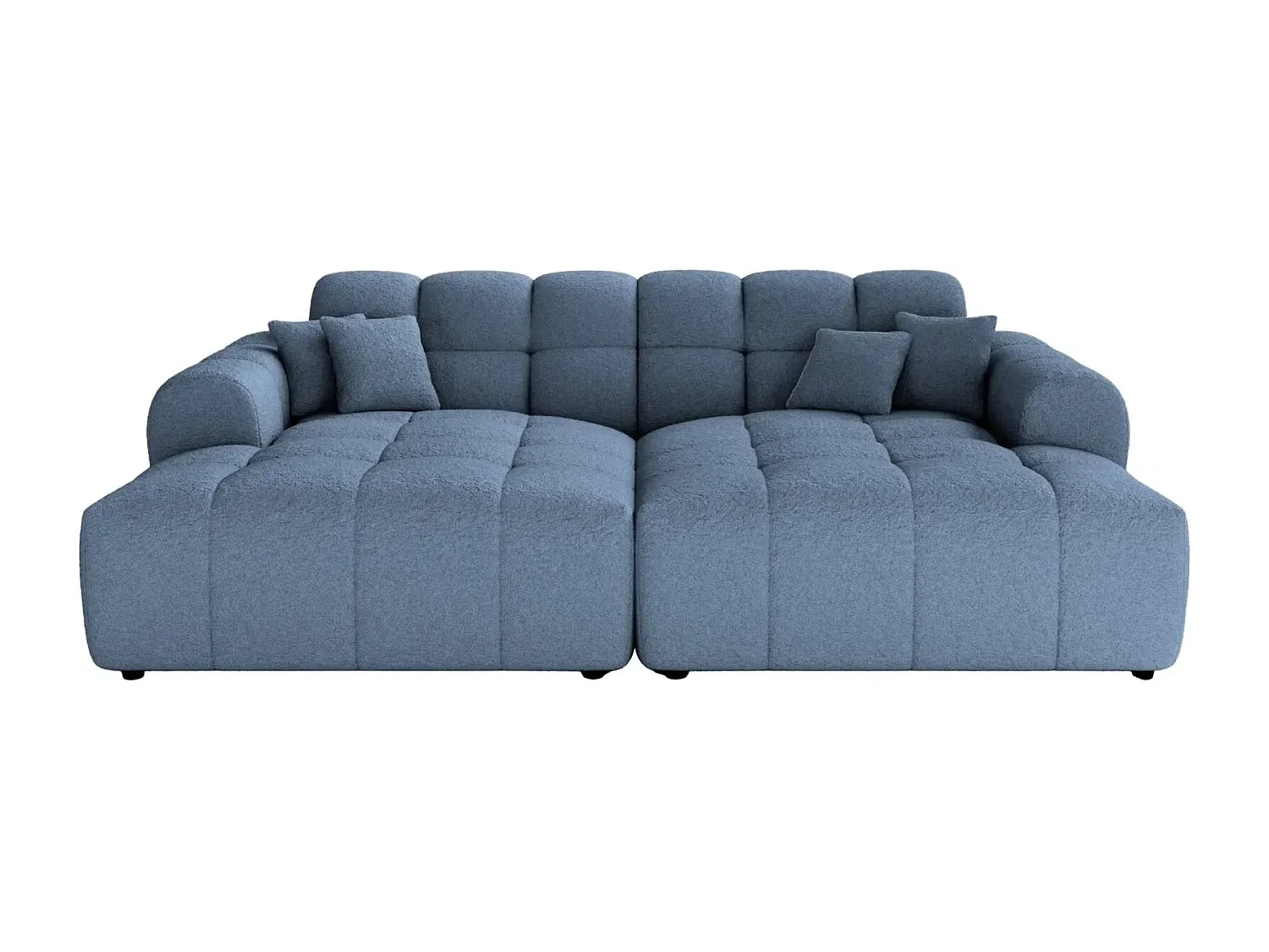 ALEXIA XL - Canapé droit tissu bouclette 2 places - Bleu