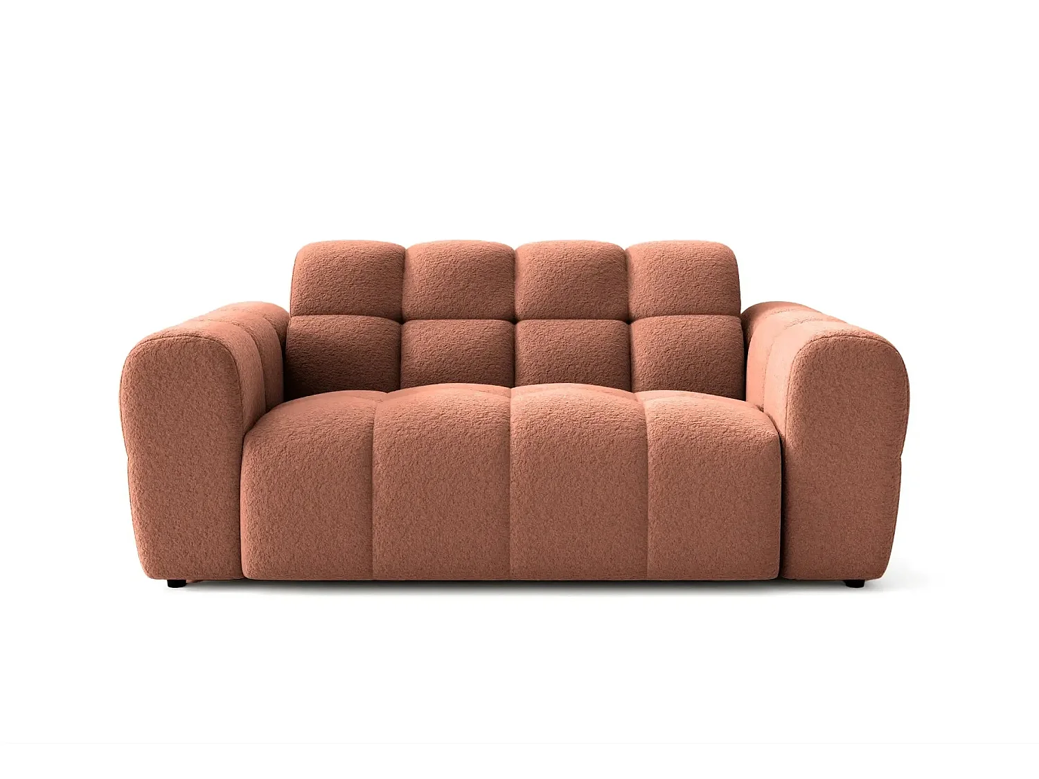 ALEXIA - Canapé droit tissu bouclette 2 places - Terracotta
