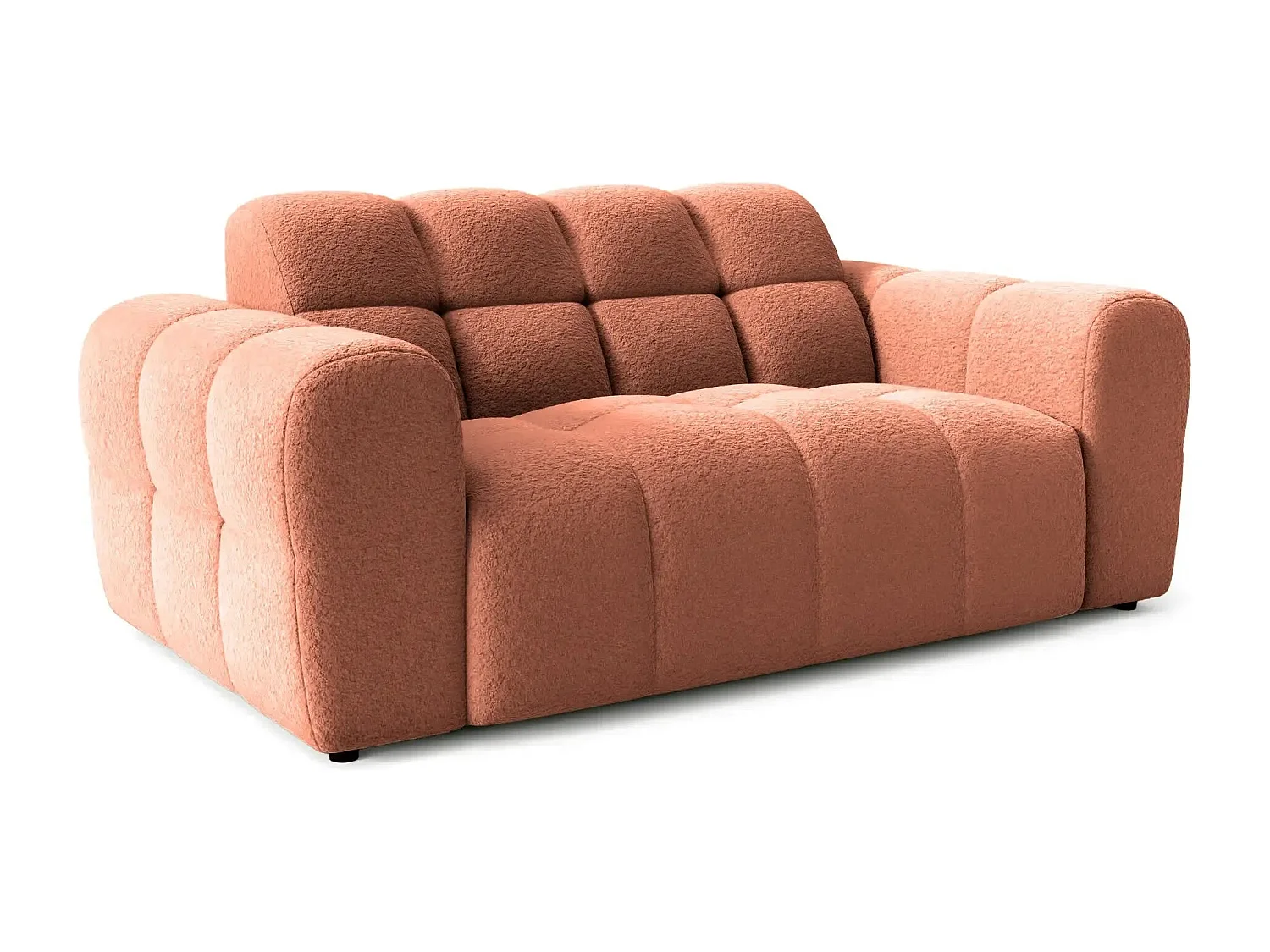 ALEXIA - Canapé droit tissu bouclette 2 places - Terracotta