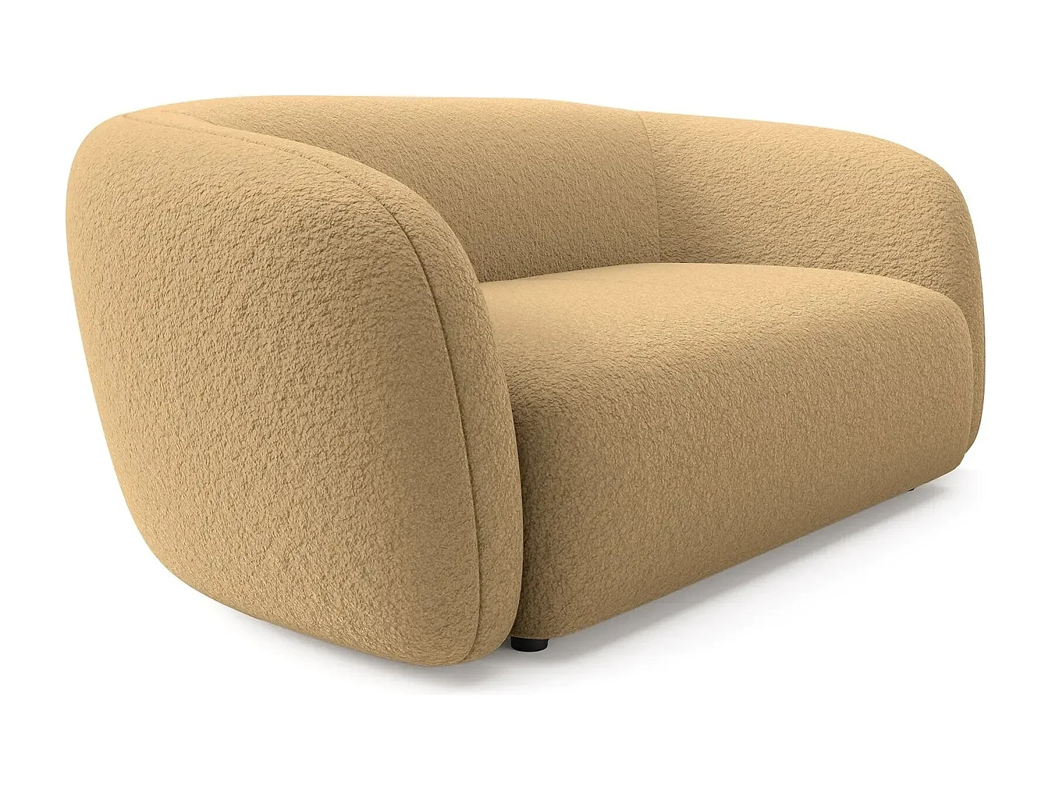 BAHIA 3 - Canapé droit en tissu bouclette 3 places - Café