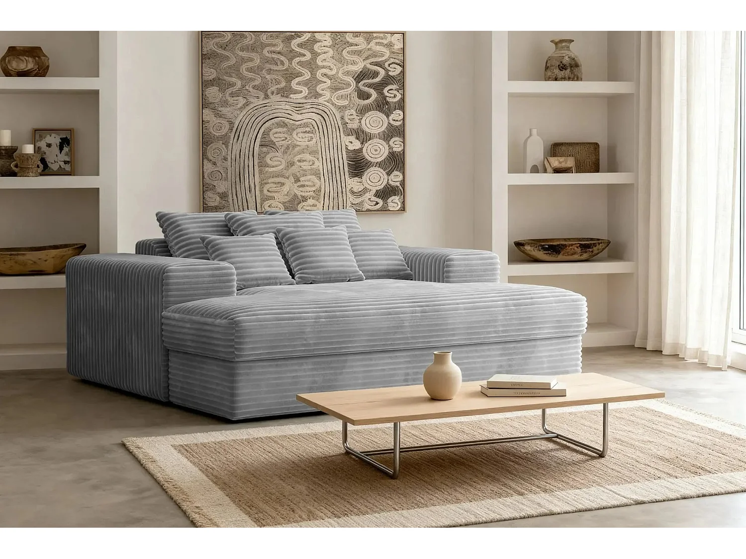 LISBONNE - Canapé droit 2 places - Gris clair