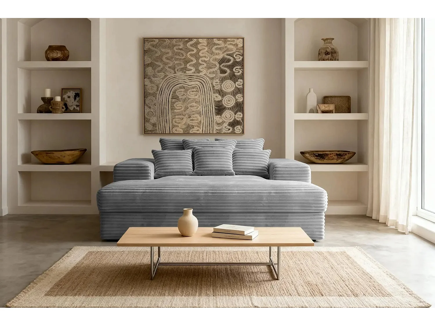 LISBONNE - Canapé droit 2 places - Gris clair