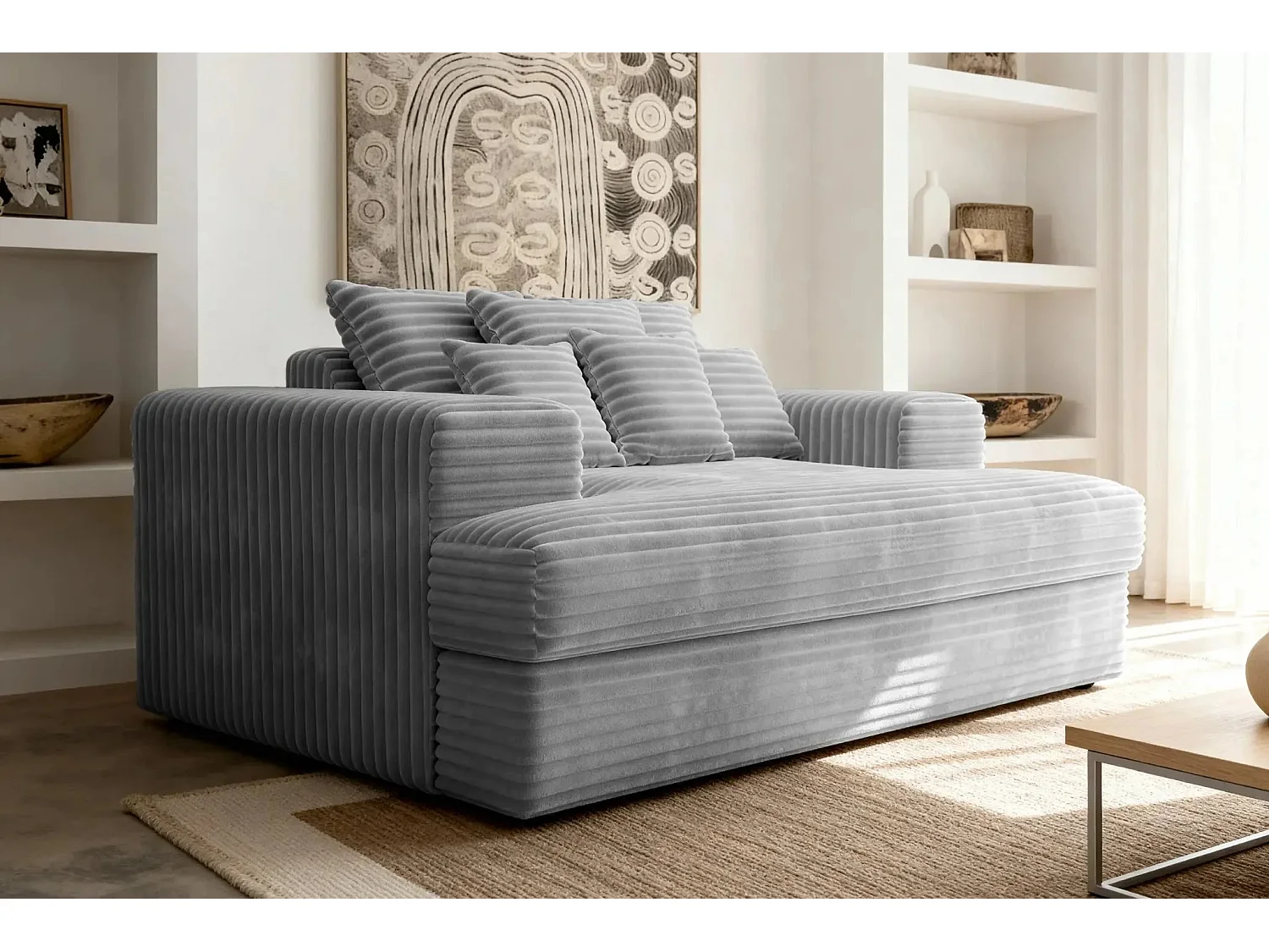 LISBONNE - Canapé droit 2 places - Gris clair