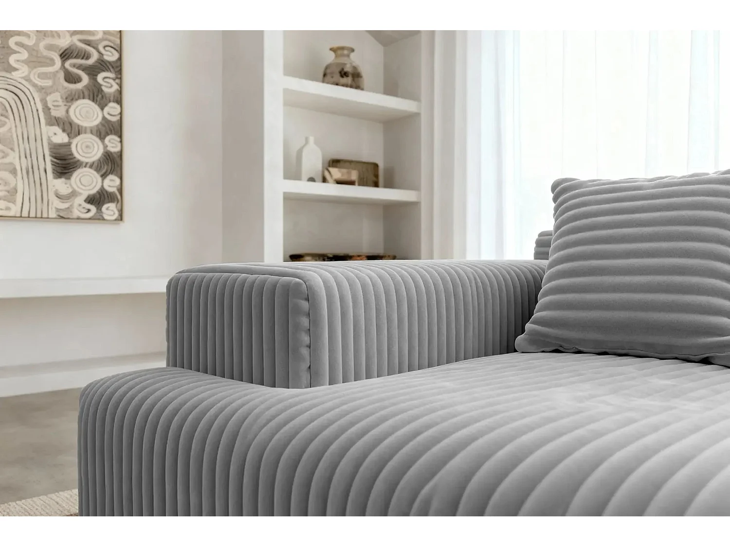 LISBONNE - Canapé droit 2 places - Gris clair