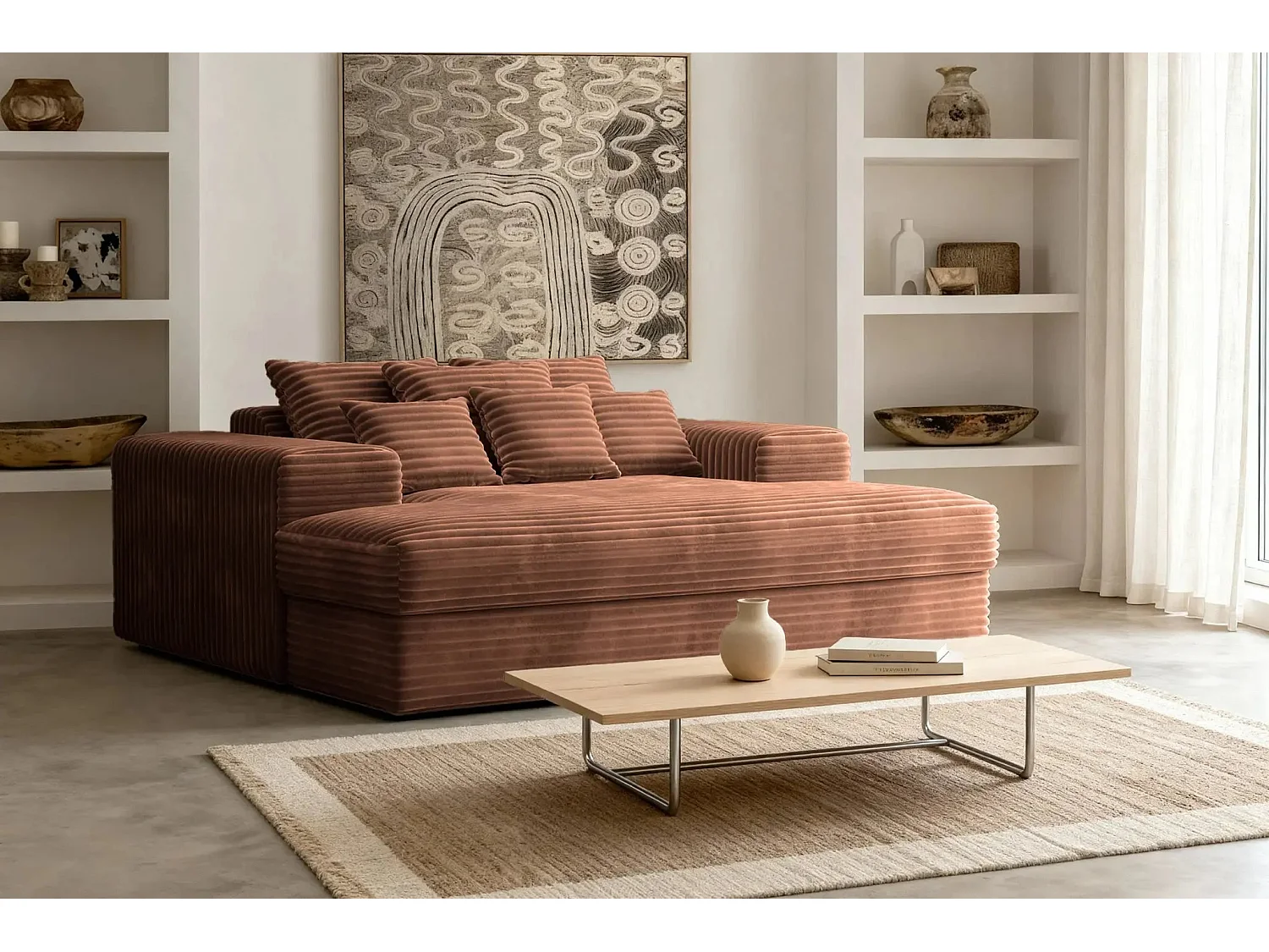 LISBONNE - Canapé droit 2 places - Terracotta