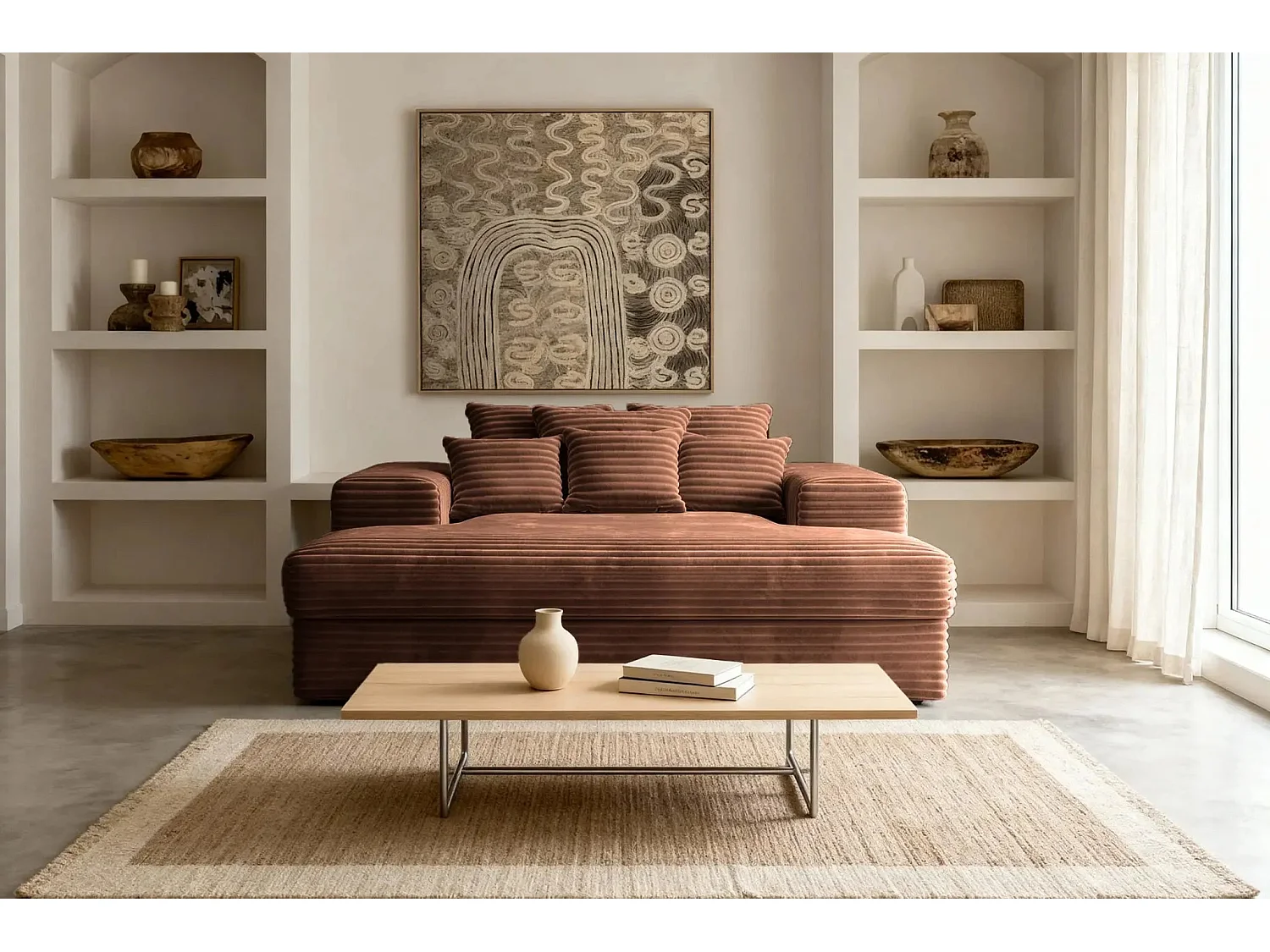 LISBONNE - Canapé droit 2 places - Terracotta