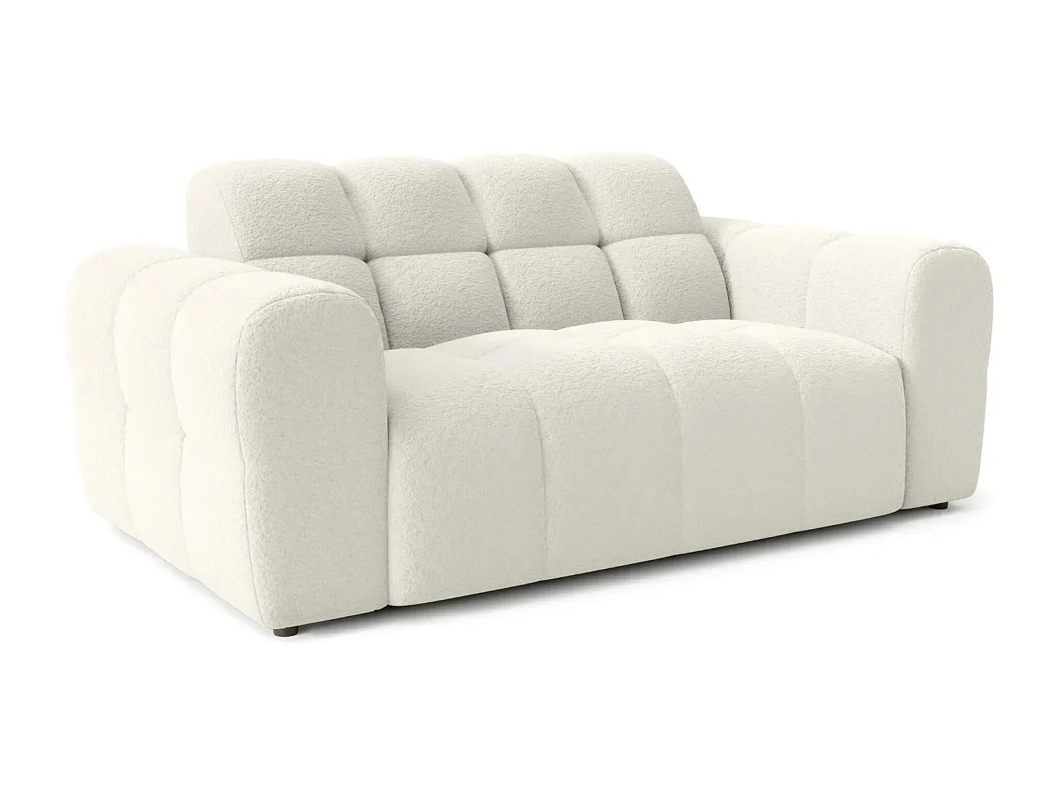 ALEXIA - Canapé droit tissu bouclette 2 places - Beige