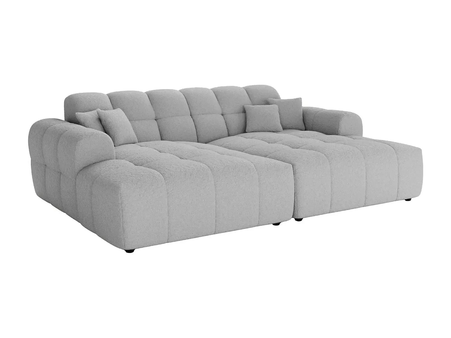 ALEXIA XL - Canapé droit tissu bouclette 4 places - Gris clair