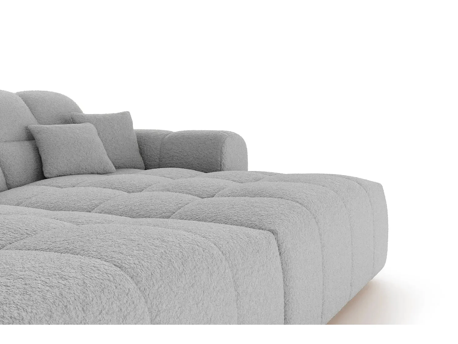 ALEXIA XL - Canapé droit tissu bouclette 4 places - Gris clair