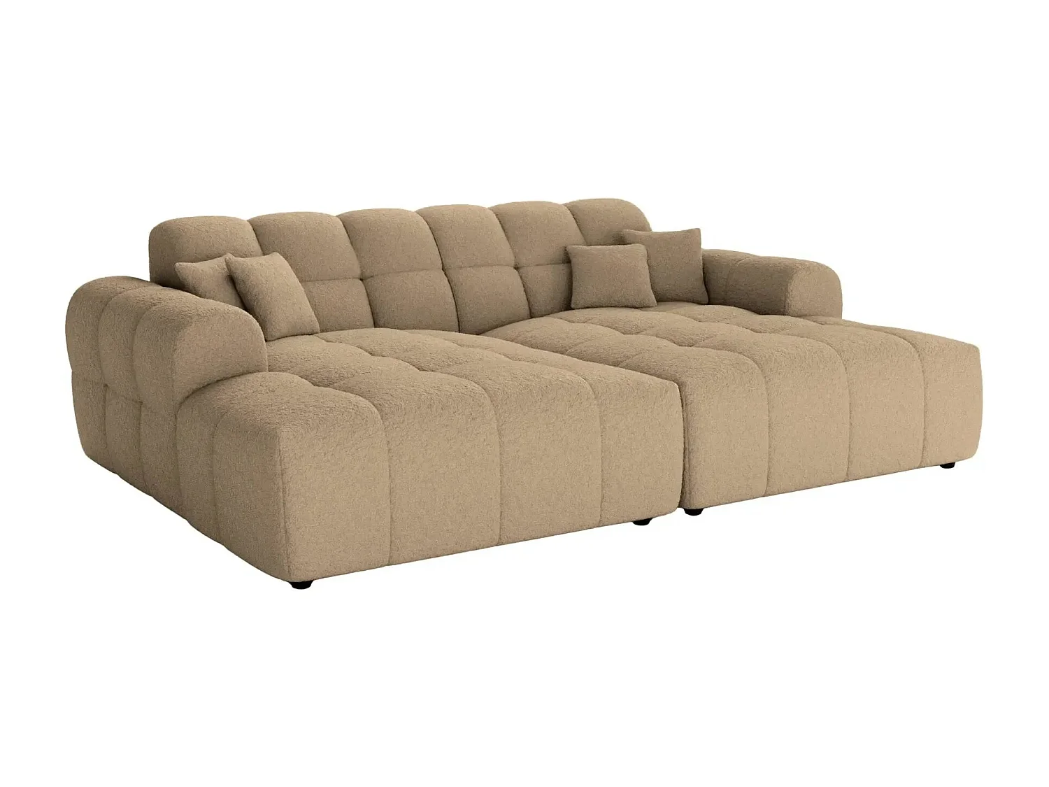 ALEXIA XL - Canapé droit tissu bouclette 4 places - Café