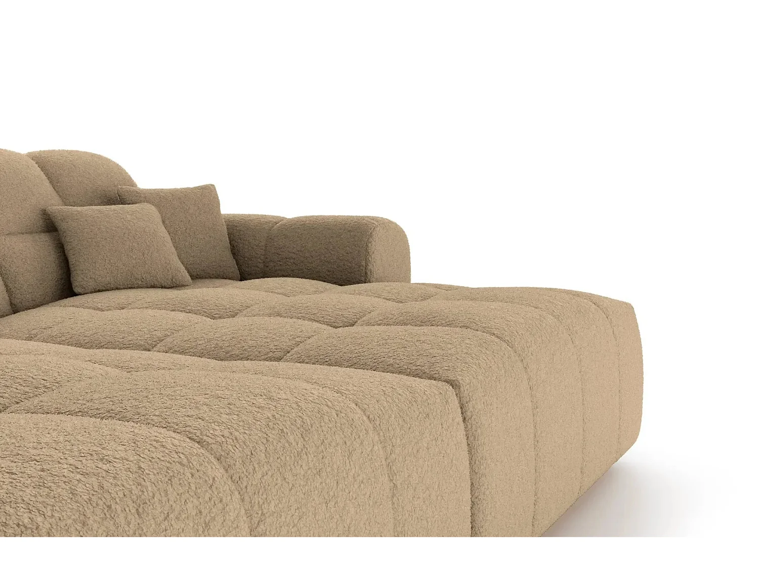 ALEXIA XL - Canapé droit tissu bouclette 4 places - Café