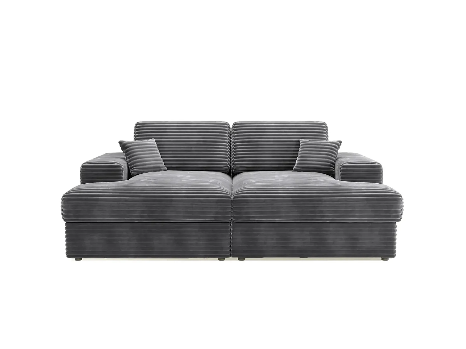 LISBONNE XL - Canapé droit XL gros velours côtelé 3 places Gris anthracite