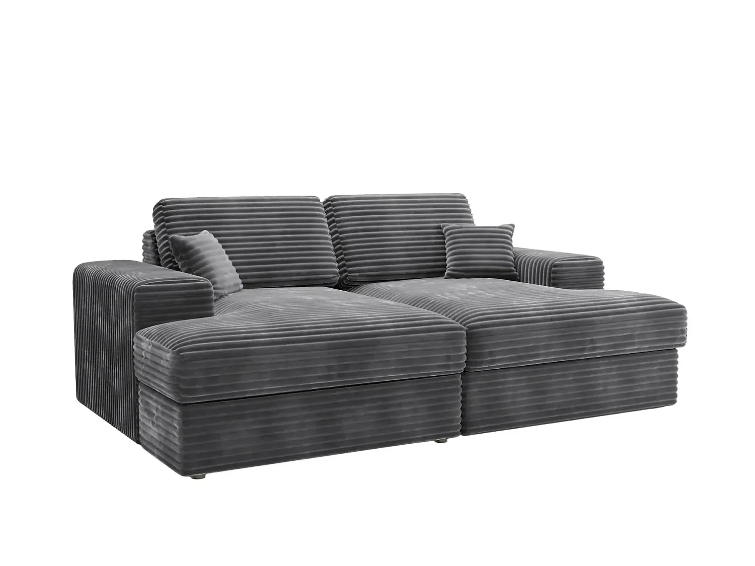 LISBONNE XL - Canapé droit XL gros velours côtelé 3 places Gris anthracite
