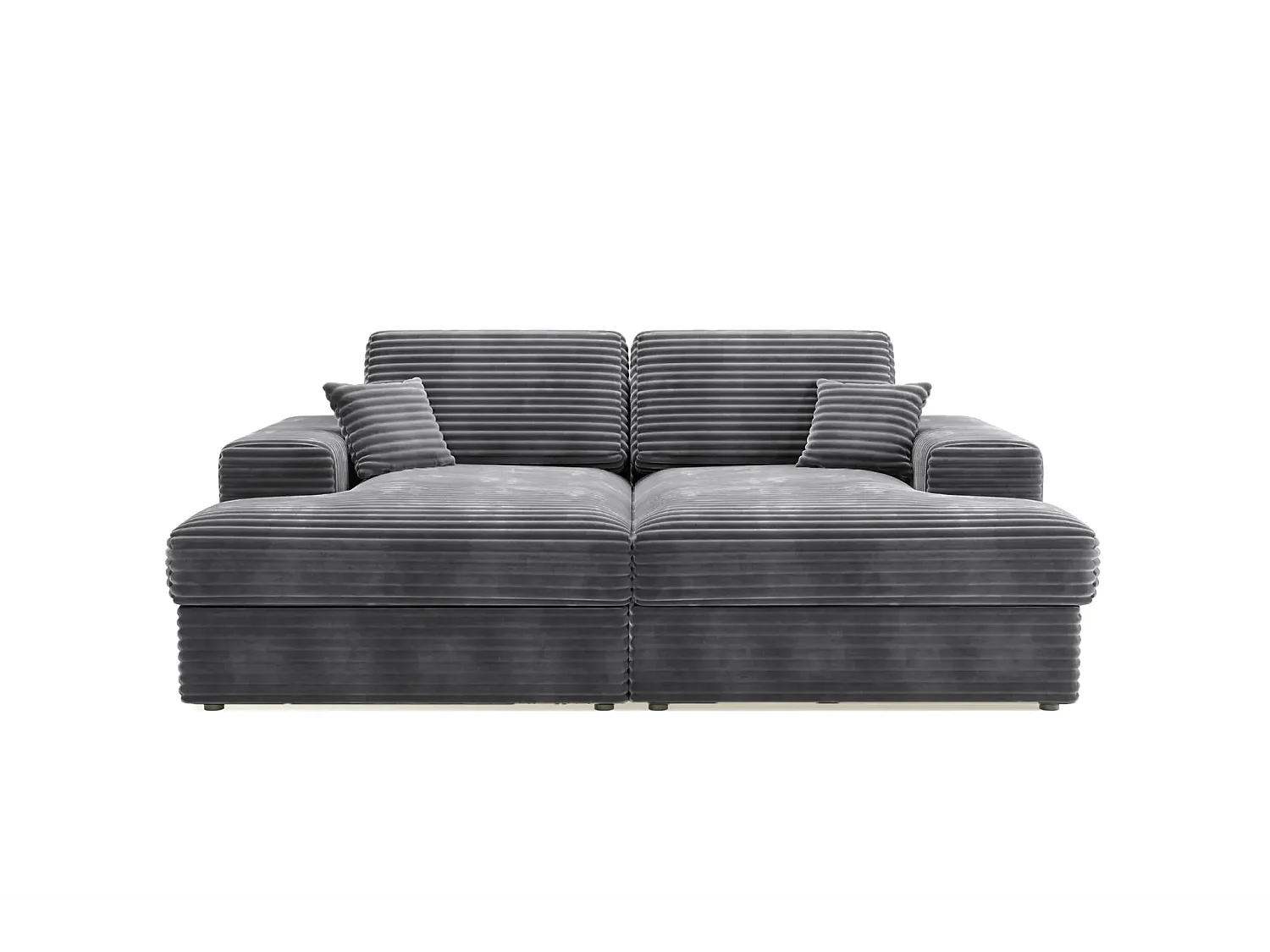 LISBONNE XL - Canapé droit XL gros velours côtelé 3 places Gris anthracite