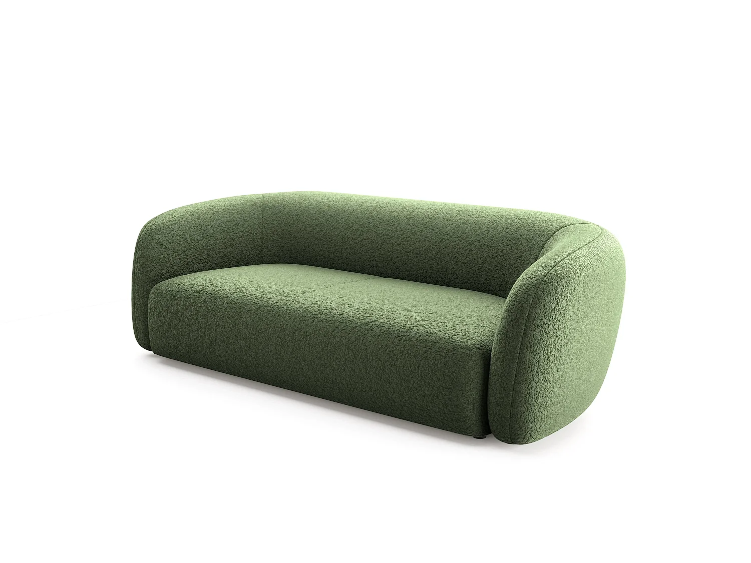 BAHIA 3 - Canapé droit en tissu bouclette 3 places - Vert