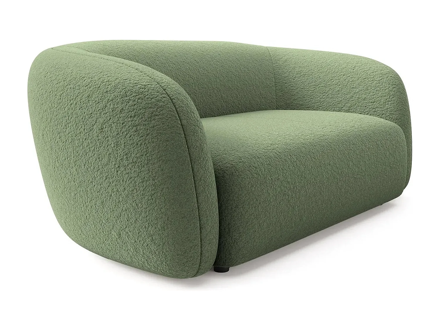 BAHIA 3 - Canapé droit en tissu bouclette 3 places - Vert