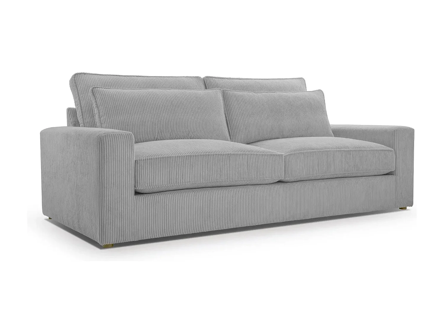 HENRY - Canapé droit velours côtelé 2 places - Gris clair