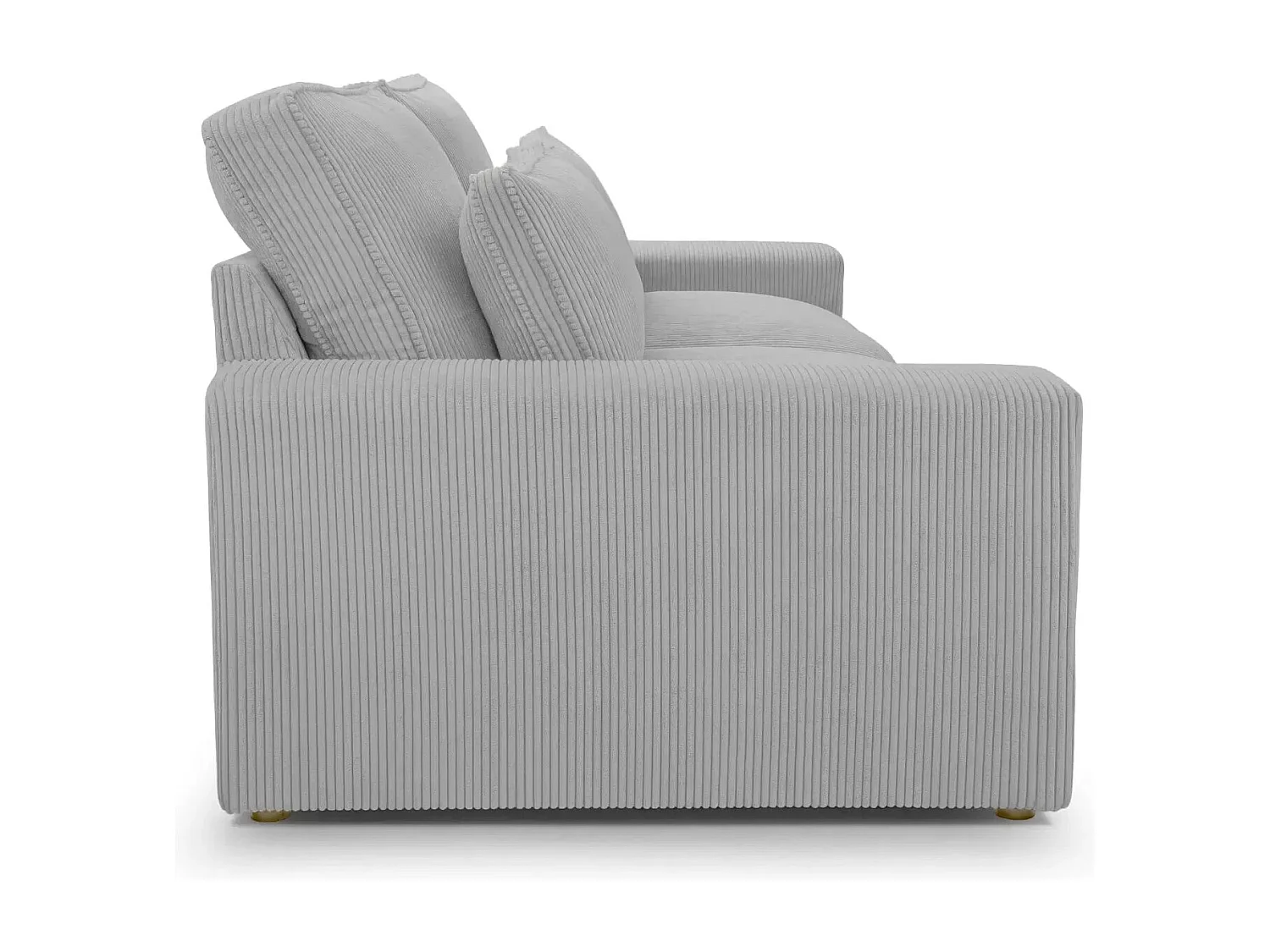 HENRY - Canapé droit velours côtelé 2 places - Gris clair