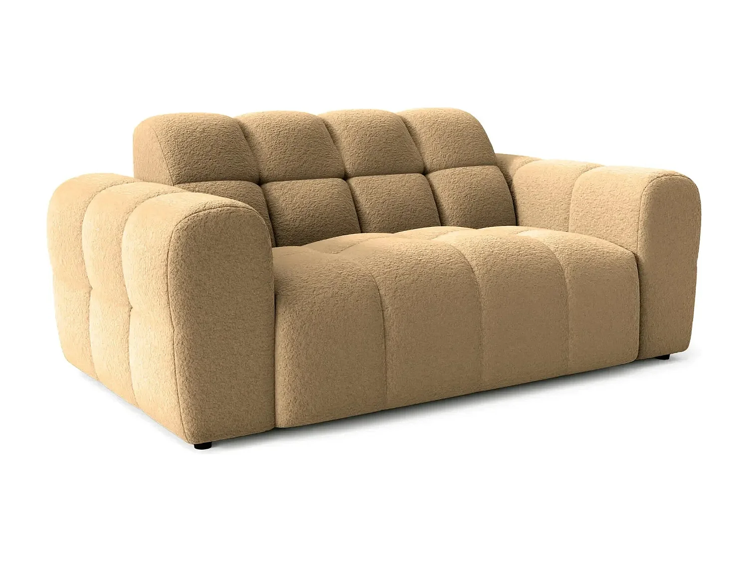 ALEXIA - Canapé droit tissu bouclette 2 places - Café