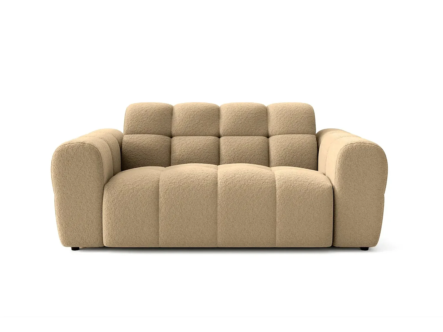 ALEXIA - Canapé droit tissu bouclette 2 places - Café