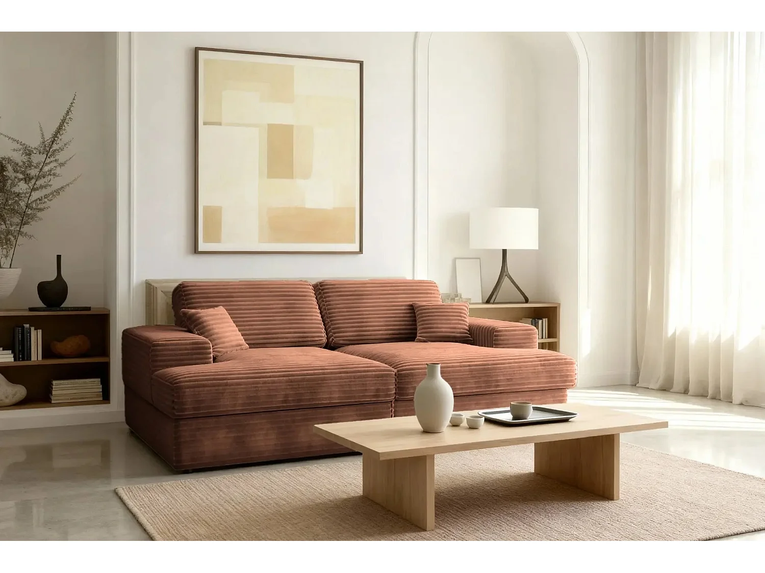 LISBONNE XL - Canapé droit XL 3 places - Terracotta