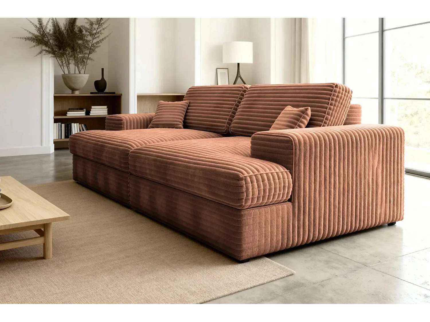 LISBONNE XL - Canapé droit XL 3 places - Terracotta