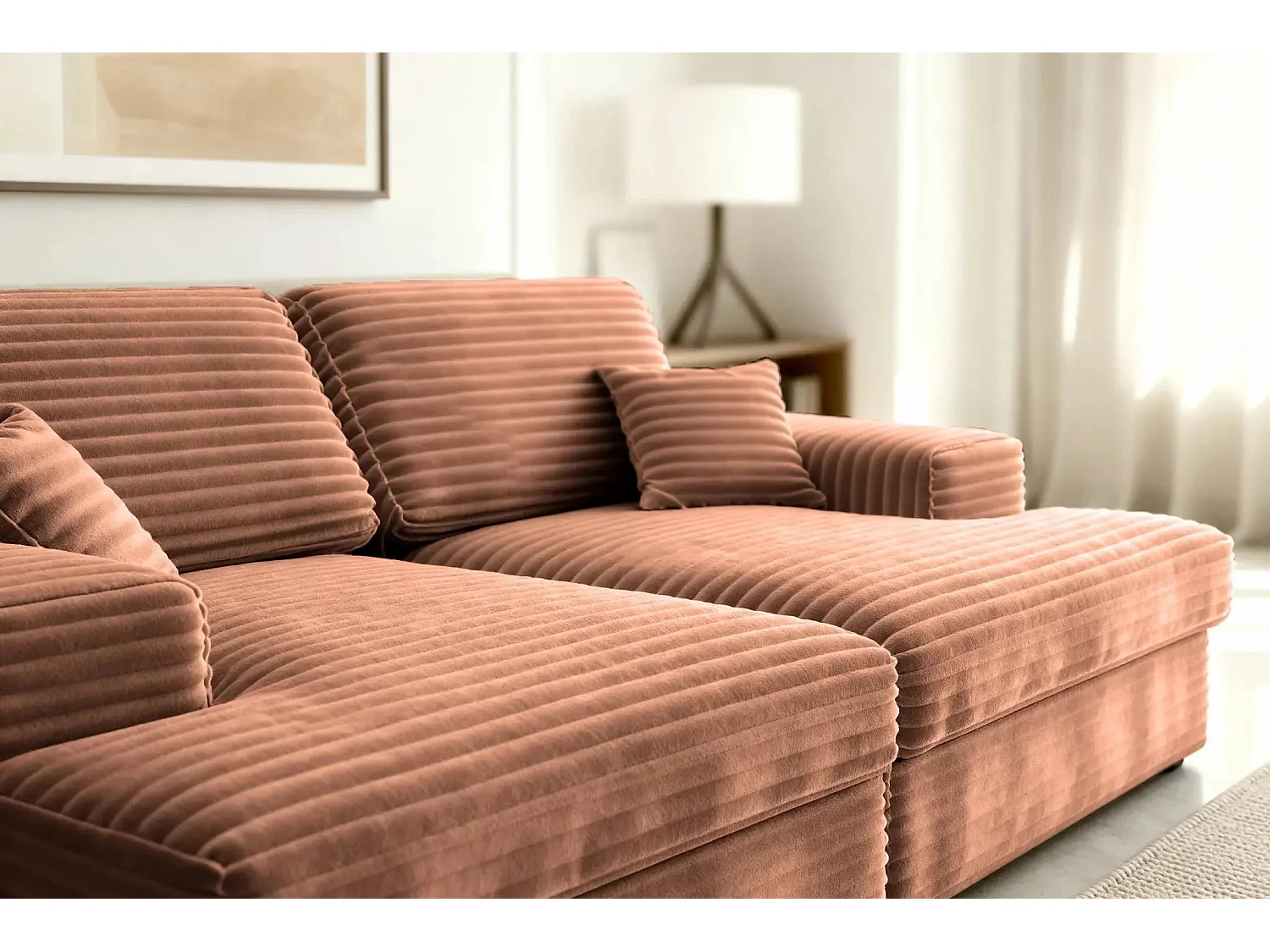 LISBONNE XL - Canapé droit XL 3 places - Terracotta