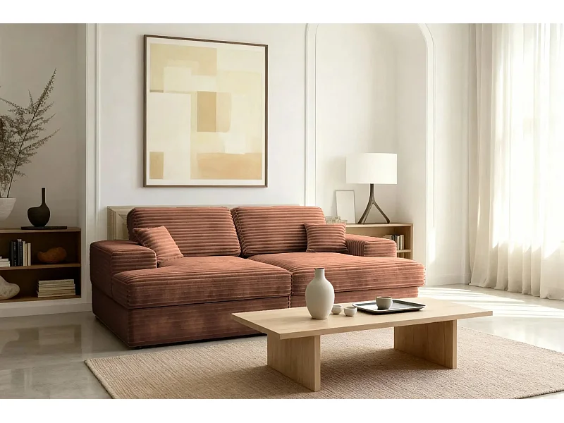 LISBONNE XL - Canapé droit XL 3 places - Terracotta