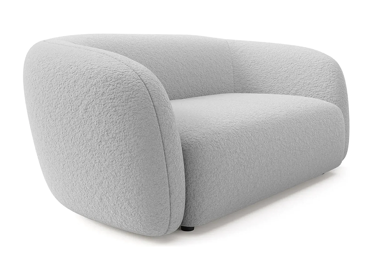 BAHIA 3 - Canapé droit en tissu bouclette 3 places - Gris clair