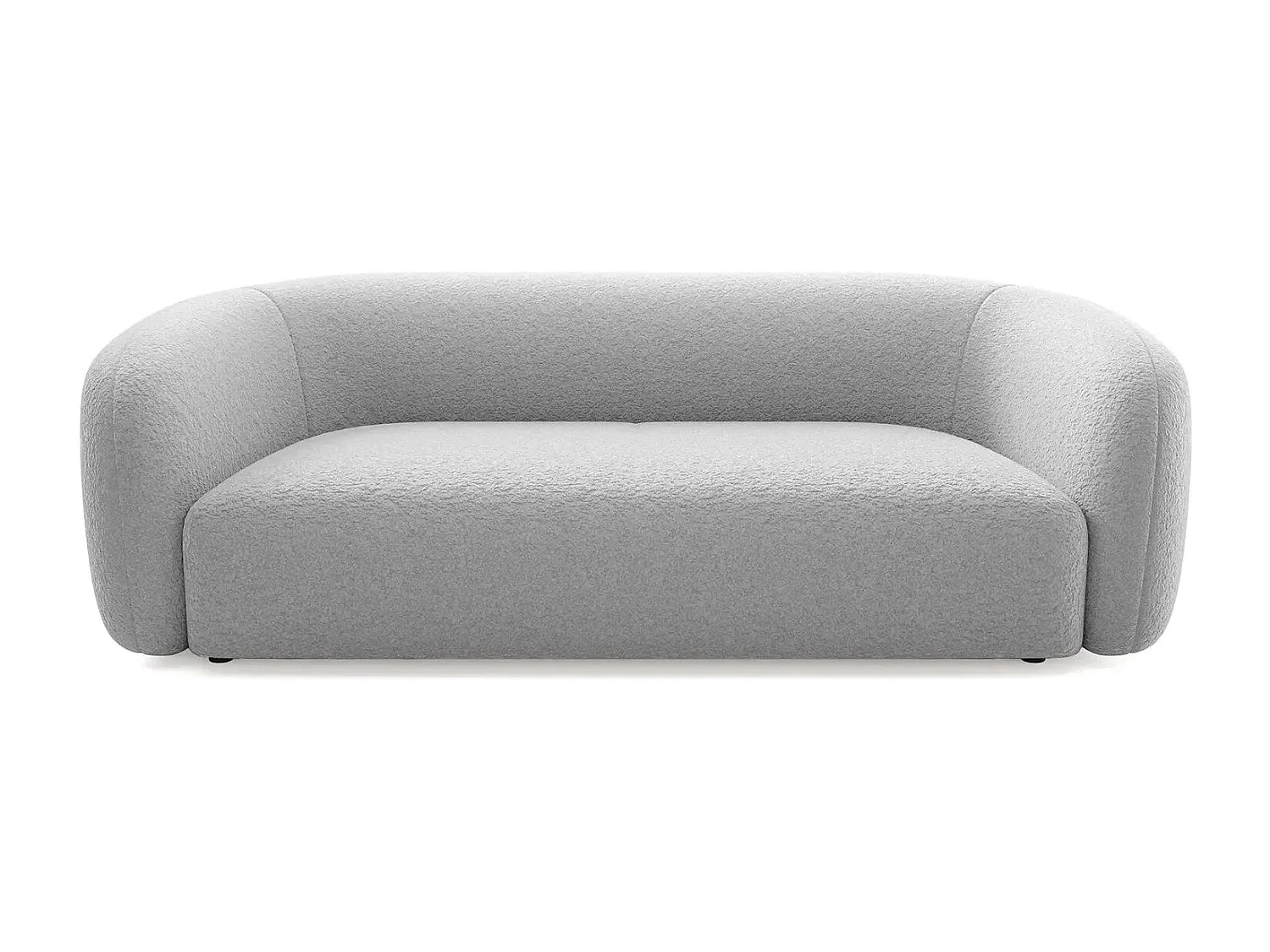 BAHIA 3 - Canapé droit en tissu bouclette 3 places - Gris clair