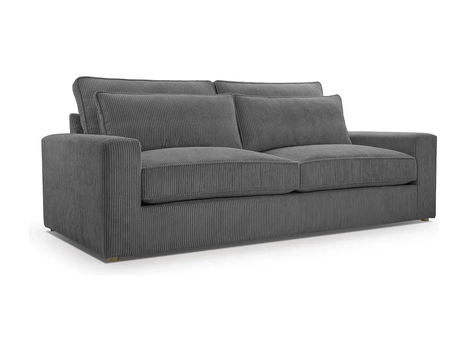 HENRY - Canapé droit velours côtelé 2 places - Gris foncé