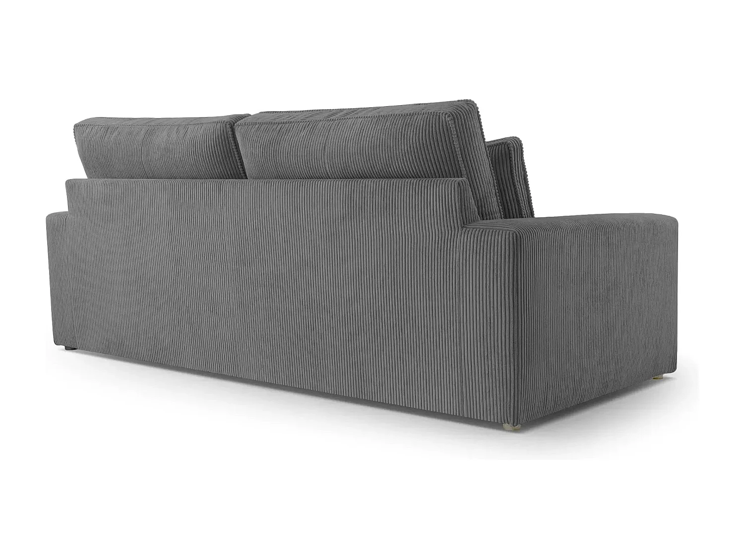 HENRY - Canapé droit velours côtelé 2 places - Gris foncé